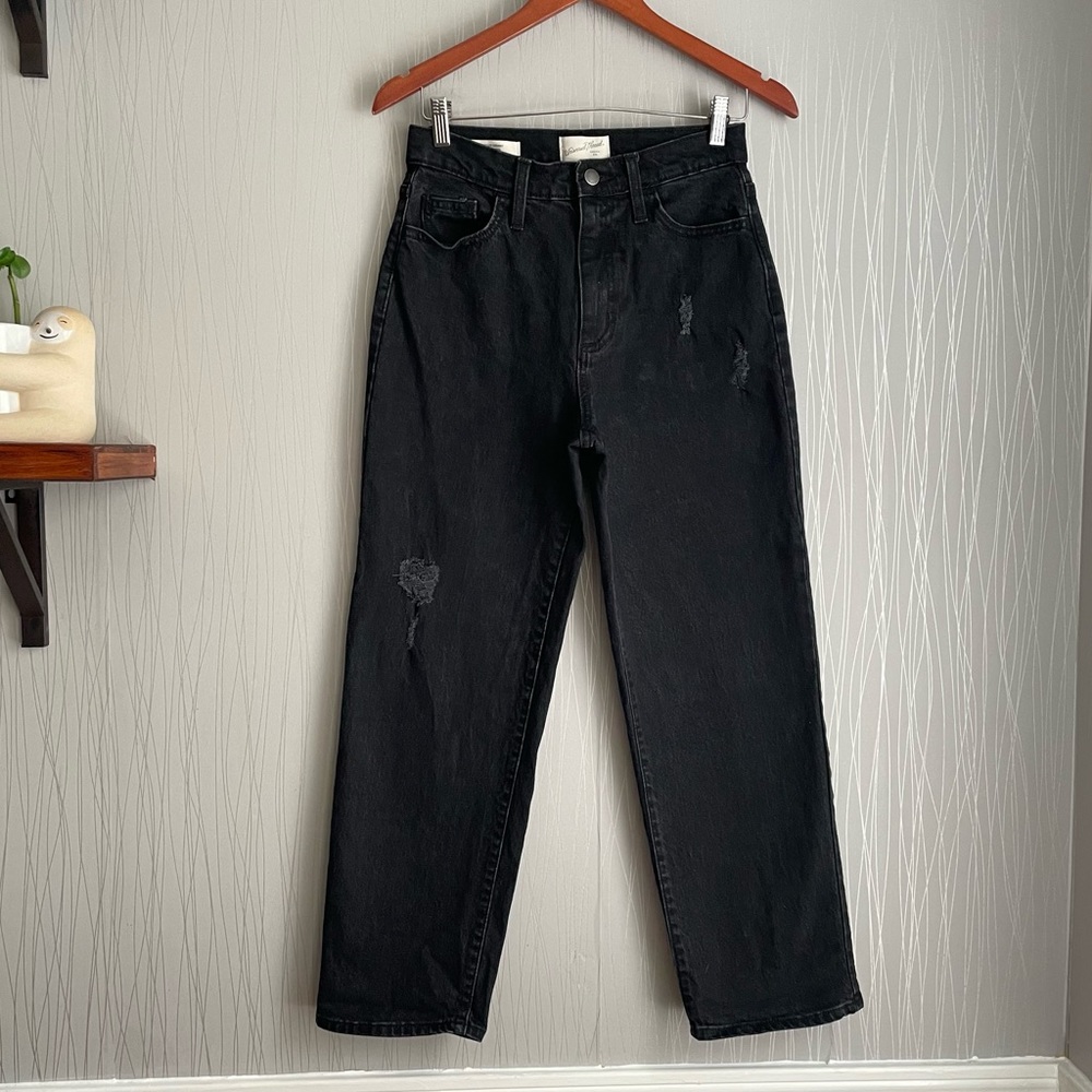 Women's High-Rise Vintage Straight Jeans - Universal Thread Black 2/26 - Picture 3 of 11